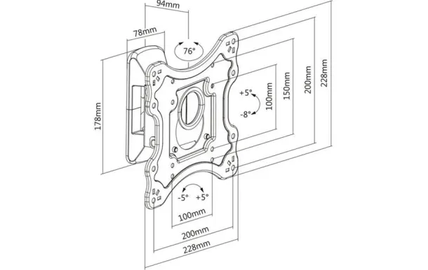 MBG FRANCE Support mural inclin H2342/1A